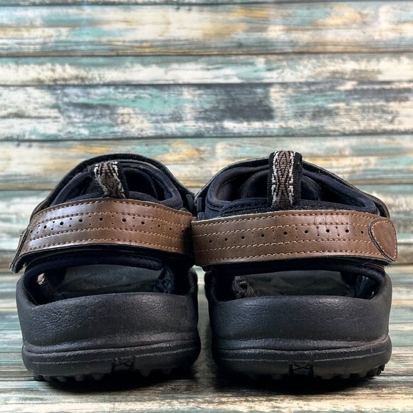 Footjoy Golf Sandals Brown Faux Leather 3 Hook & Loop Adjustable Straps Mens 8M - Picture 6 of 12